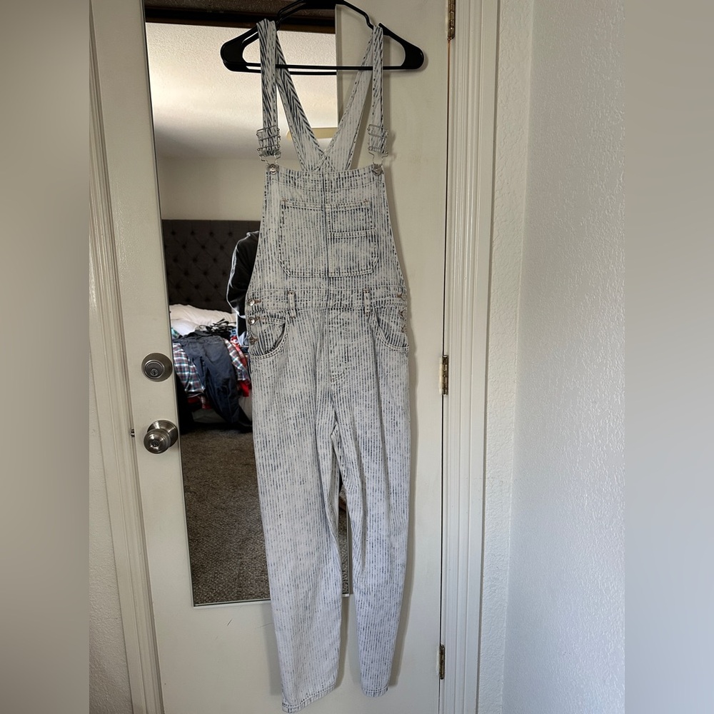 Free People Pin Stripe Overalls Size Small